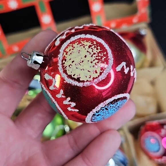 Vintage 1940s-50s Glass Christmas Balls Ornaments Baubles Lot Of 12 Please Read - Picture 12 of 16